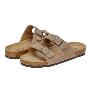 NEW Woodstock Beau Men’s Boy’s Tan Vintage NY Leather Cork Sandals Slides Sz6M